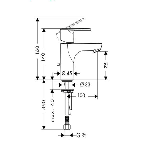 Bản vẽ Vòi Lavabo Hafele Hansgrohe Talis E2 589.29.270