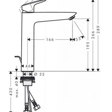 Bản vẽ Vòi Lavabo Hansgrohe Logis 589.52.406
