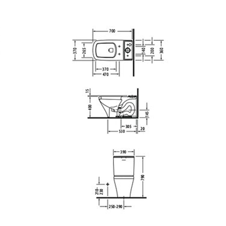 Bản vẽ Bồn cầu hai khối Duravit Durastyle 588.45.442