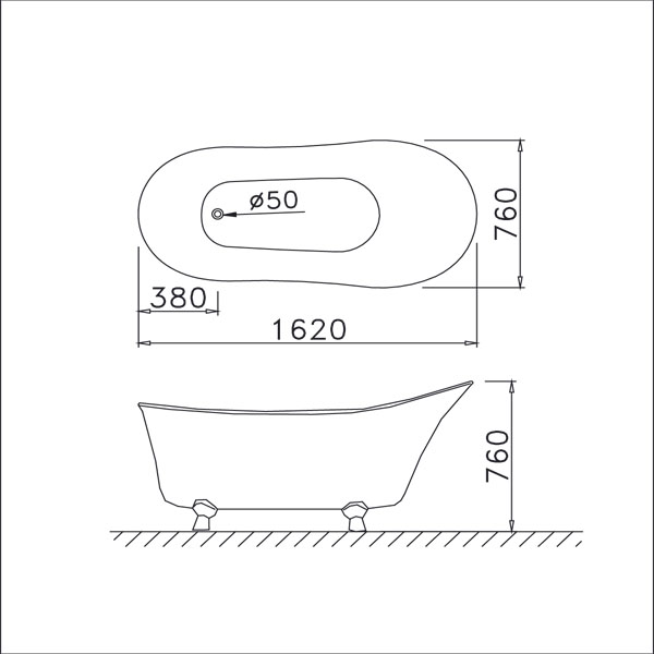 Bản vẽ Bồn tắm ngồi Caesar KT1160