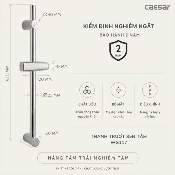 Thanh Trượt Sen Tắm Caesar WG117