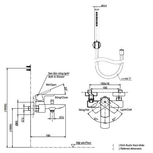 Thông số kỹ thuật Sen tắm TOTO TBG02302V/TBW02017A