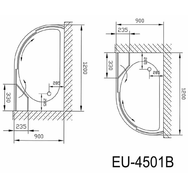 Bản vẽ kĩ thuật Phòng tắm kính EUROKING EU-4501B