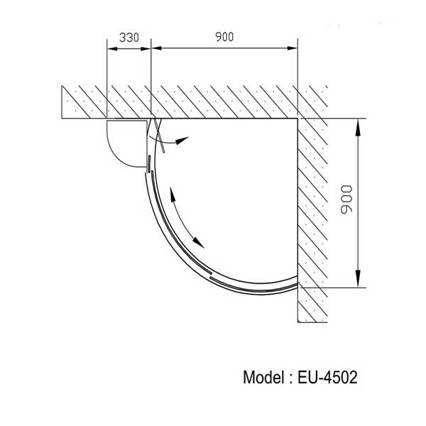 Bản vẽ kĩ thuật Phòng tắm kính EUROKING EU-4502