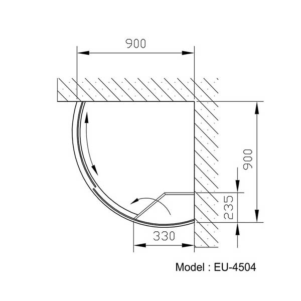 Bản vẽ kĩ thuật Phòng tắm kính EUROKING EU-4504