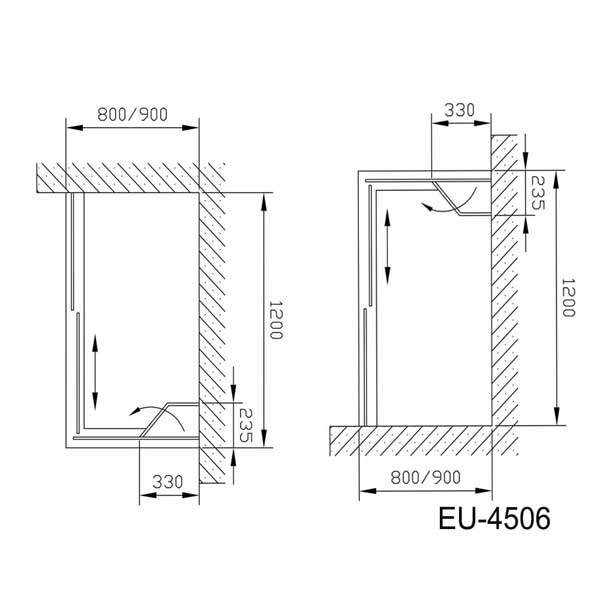 Bản vẽ kĩ thuật Phòng tắm kính EUROKING EU-4506