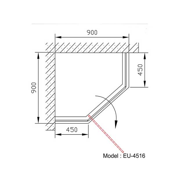 Bản vẽ kĩ thuật Phòng tắm kính EUROKING EU-4516