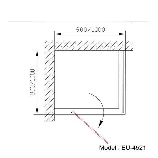 Bản vẽ kĩ thuật Phòng tắm kính EUROKING EU-4521
