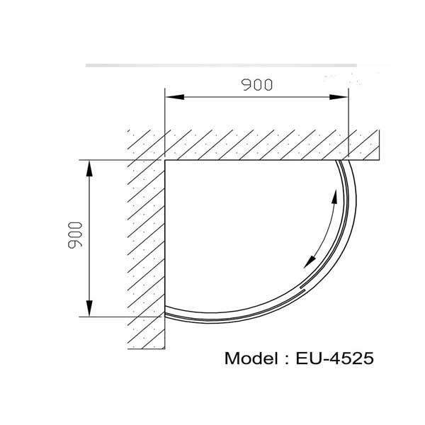 Bản vẽ kĩ thuật Phòng tắm kính EUROKING EU-4525