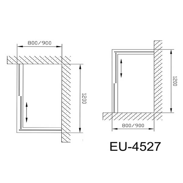 Bản vẽ kĩ thuật Phòng tắm kính EUROKING EU-4527