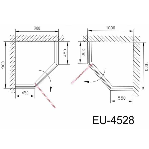 Bản vẽ kĩ thuật Phòng tắm kính EUROKING EU-4528