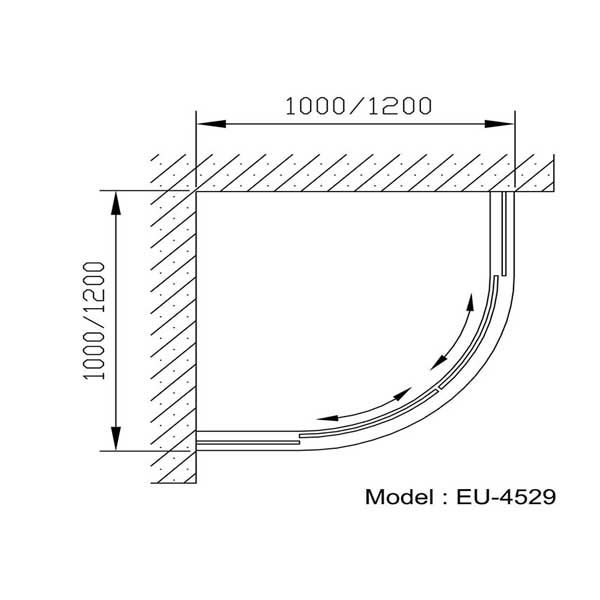 Bản vẽ kĩ thuật Phòng tắm kính EUROKING EU-4529