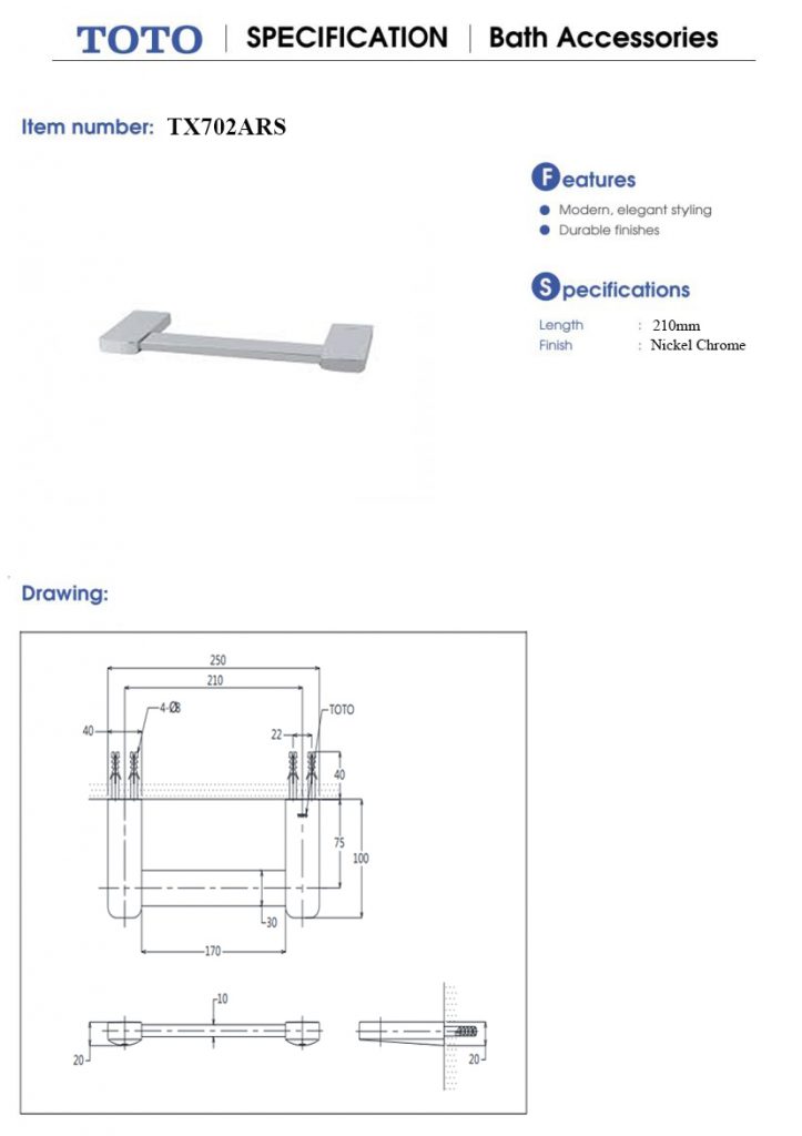 Thanh vắt khăn tay TOTO TX702ARS