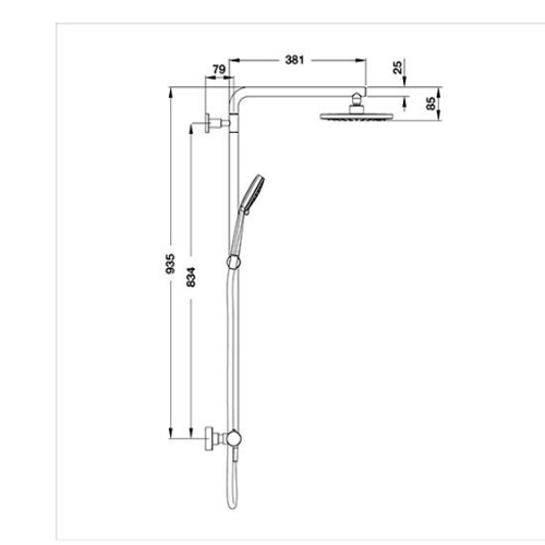 Bản vẽ Cây sen tắm đứng có bộ trộn điều nhiệt Hafele 589.85.004