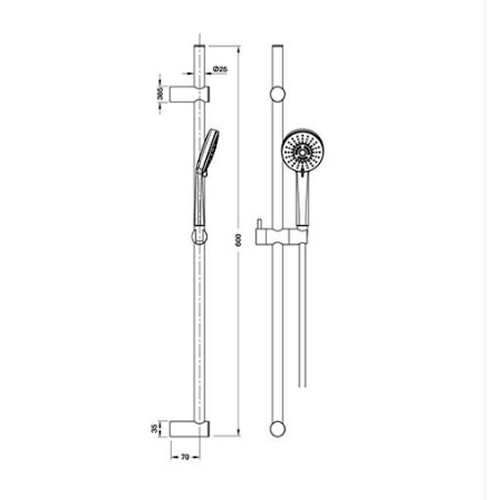 Bản vẽ Bộ thanh treo sen tắm Hafele 589.85.007