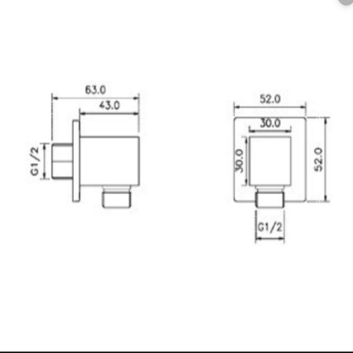 Bản vẽ Bộ tiếp nước dạng vuông Hafele 485.60.009