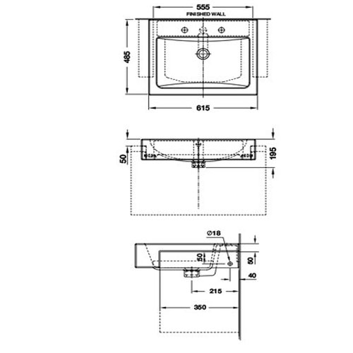 Bản vẽ Chậu Lavabo bán âm Draco Hafele 588.64.011