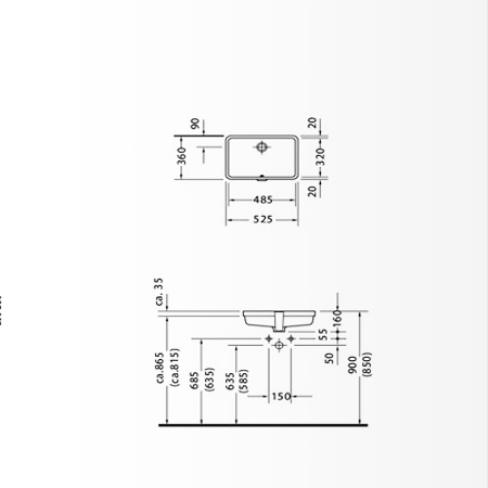 Bản vẽ Chậu Lavabo âm bàn Vero Duravit 588.45.021