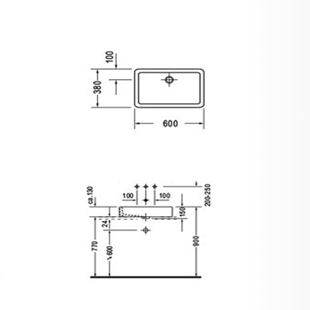 Bản vẽ Chậu Lavabo đặt bàn Vero Duravit 588.45.022