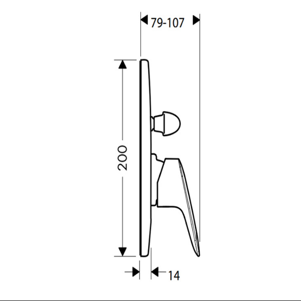 Bản vẽ Bộ trộn bồn tắm âm tường Hansgrohe Logis 589.52.416