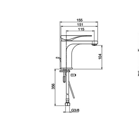 Bản vẽ Vòi Lavabo Hafele Mysterious Anista màu đen mờ 589.02.450