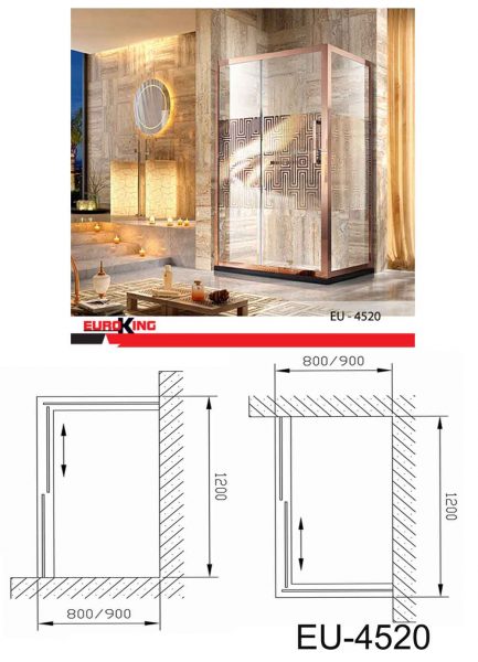 Bản vẽ kĩ thuật Phòng tắm Vách kính EUROKING EU-4520