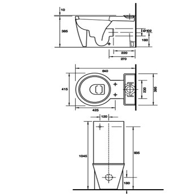 Bản vẽ Bồn cầu hai khối Starck 1 Duravit 588.45.475