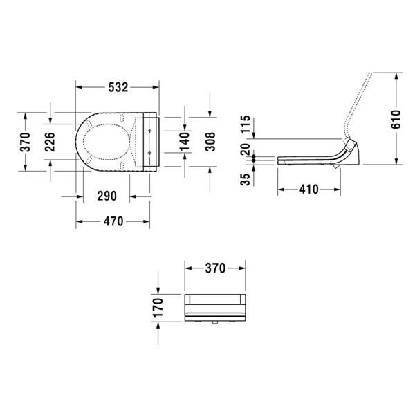 Bản vẽ Nắp bồn cầu cảm ứng Sensowash Starck C Duravit 588.45.478