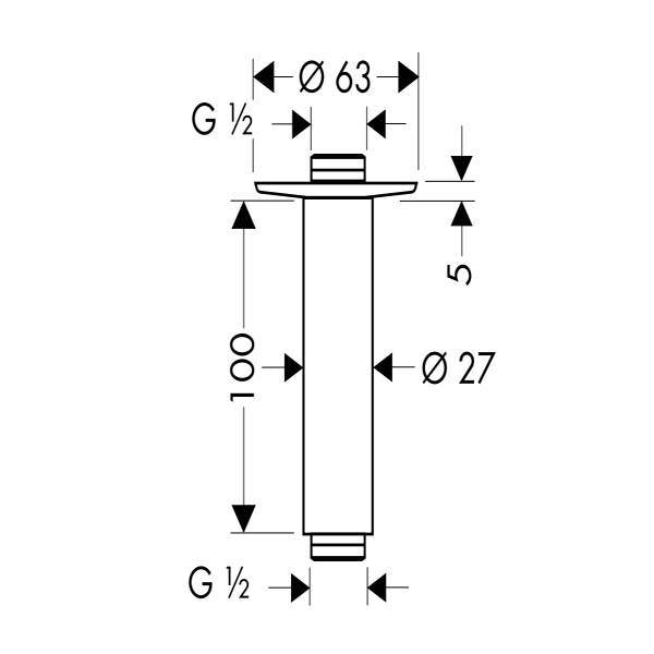 Bản vẽ Tay sen Hafele Hansgrohe nối trần 100mm 589.30.817