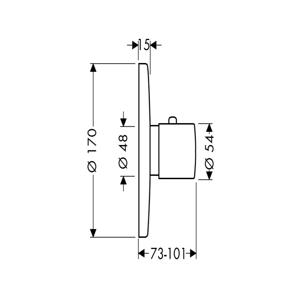 Bản vẽ Bộ trộn điều nhiệt âm tường Hafele Hanrgrohe Ecostat S