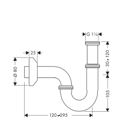 Bản vẽ Ống xả thải Hafele Hansgrohe Standard Model 589.29.923