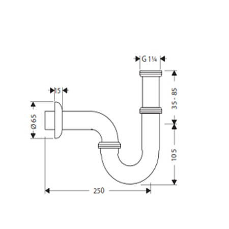 Bản vẽ Ống xả thải Hafele Hansgrohe Standard Model 589.29.931