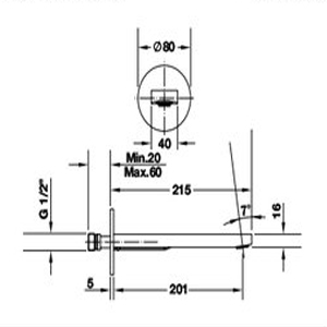 Bản vẽ Vòi xả bồn tắm tròn Hafele 589.02.951