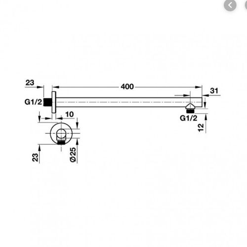 Bản vẽ Tay sen gắn tường tròn Hafele 485.60.952