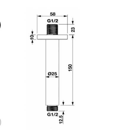 Bản vẽ Tay sen gắn trần Hafele 485.60.954