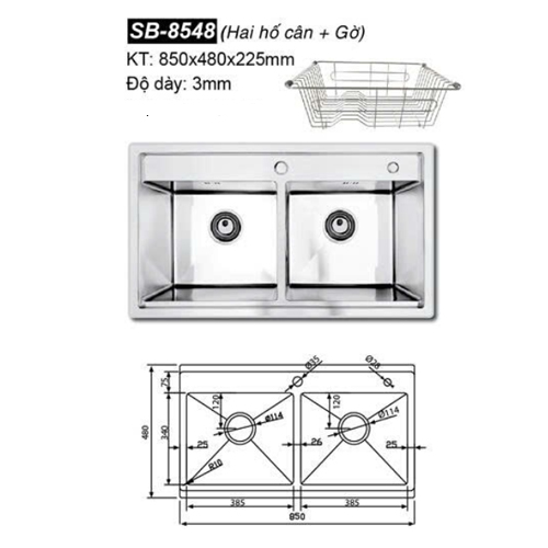 Chậu rửa bát Hàn Quốc Sobisung SB-8548