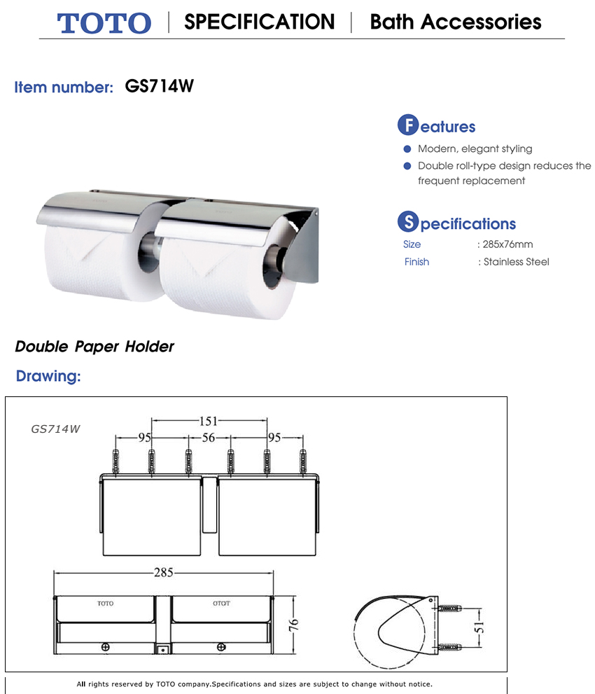 Lô giấy vệ sinh đôi TOTO GS714W