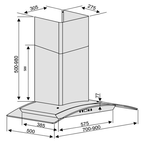 Thông số kỹ thuật Máy hút mùi LORCA TA 2006A-70cm