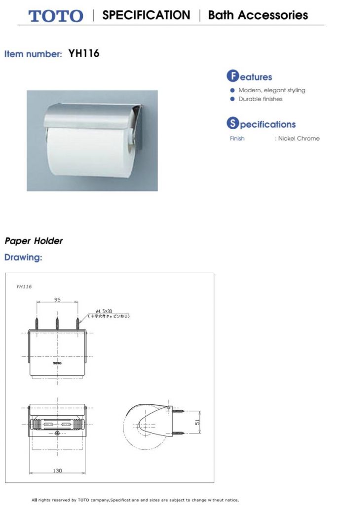 Lô giấy vệ sinh TOTO YH116 (TS116R)