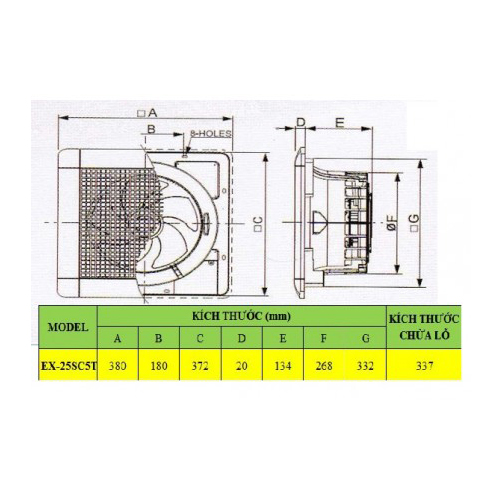Quạt hút thông gió âm trần Mitsubishi EX-25SC5T