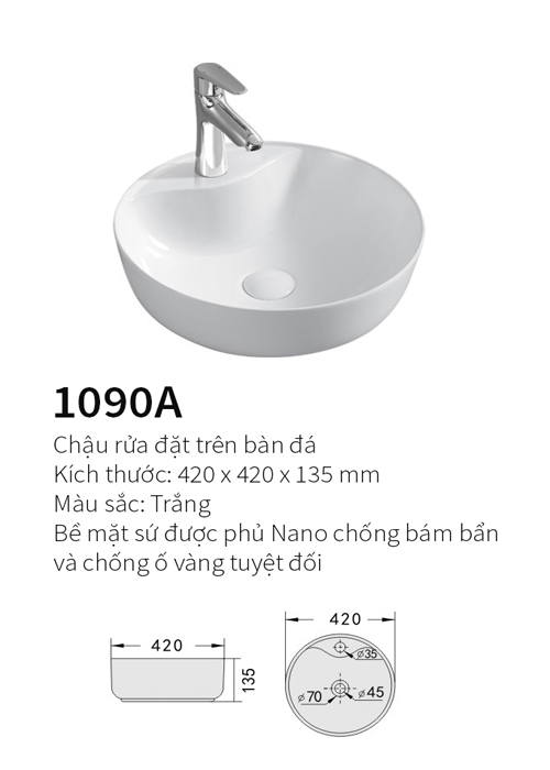 Chậu rửa mặt đặt bàn Kolni 1090A