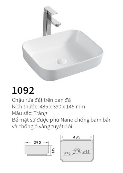 Chậu rửa mặt đặt bàn Kolni 1092