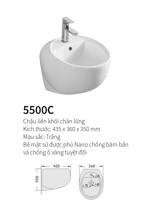 Chậu rửa liền khối Lavabo Kolni 5500C