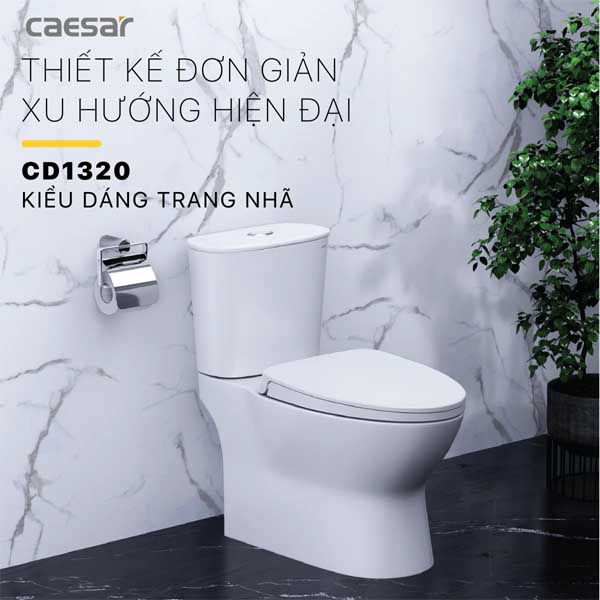 Bàn Cầu Hai Khối Nắp Êm Caesar CD1320