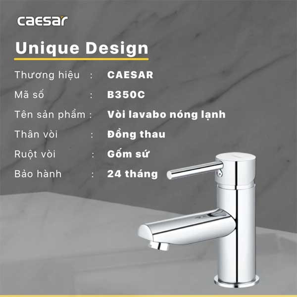 Vòi Rửa Lavabo Nóng Lạnh Caesar B350CU