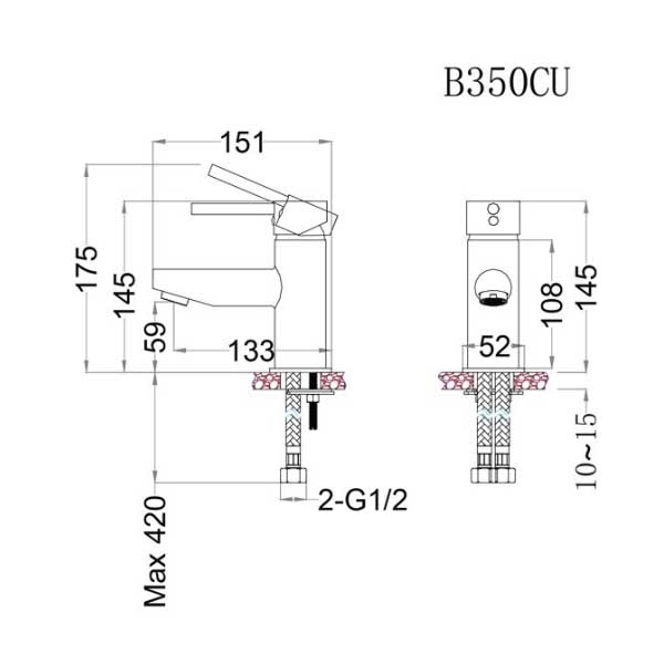 Vòi Rửa Lavabo Nóng Lạnh Caesar B350CU 4 Vòi Rửa Lavabo Nóng Lạnh Caesar B350CU