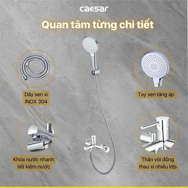Vòi Sen Tắm Nóng Lạnh Caesar S353C