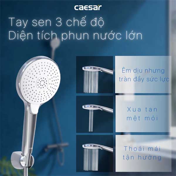 Vòi Sen Nhiệt Độ 3 Chế Độ Caesar TS617