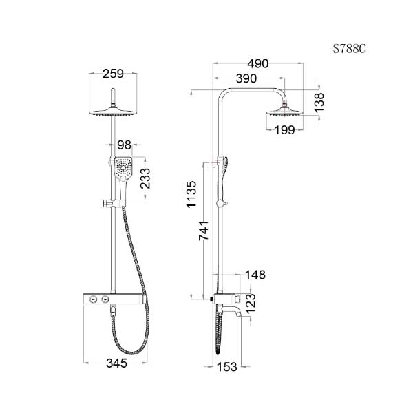 Sen Cây Tắm Đứng Nhiệt Độ Caesar S788C 8 Sen Cây Tắm Đứng Nhiệt Độ Caesar S788C