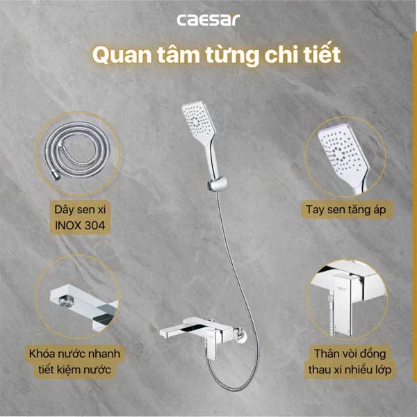 Sen Tắm Nóng Lạnh 3 Chế Độ Caesar S843C